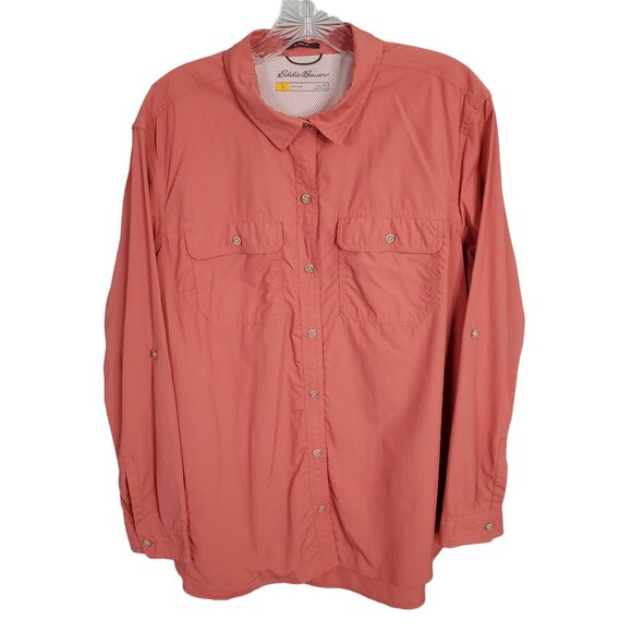Eddie Bauer Tops - Eddie Bauer Womens Size XL Shirt Shacket Travex Roll Tab Vented Outdoorsy Sports